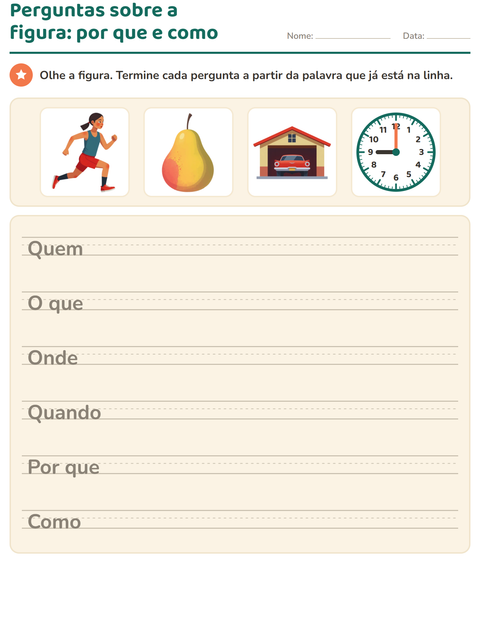 Pré-visualização da ficha de Palavras para perguntar para 2º ano do ensino fundamental