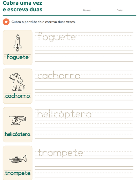Pré-visualização da ficha de Palavras pontilhadas com Brinquedos PB 2 para Educação infantil (pré-escola, 5-7 anos)