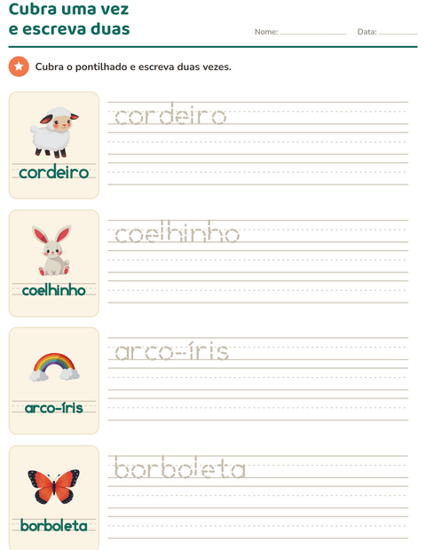 Pré-visualização da ficha de Palavras pontilhadas com Páscoa para Educação infantil (pré-escola, 5-7 anos)