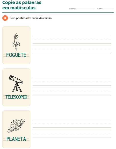 Pré-visualização da ficha de Palavras pontilhadas com Espaço PB para Educação infantil (pré-escola, 5-7 anos)