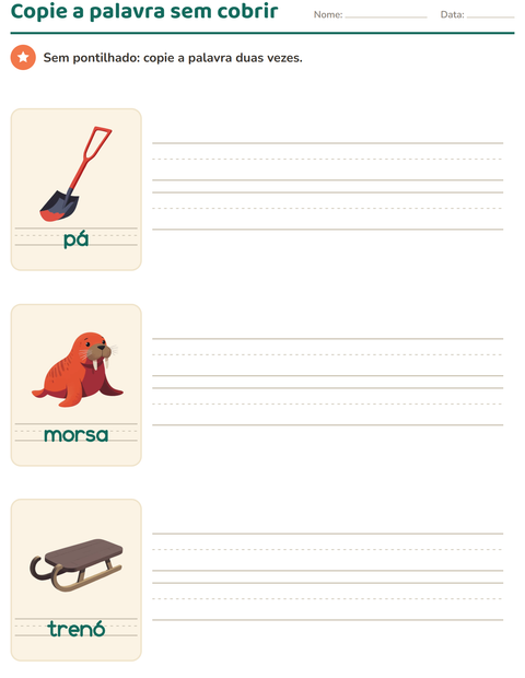 Pré-visualização da ficha de Palavras pontilhadas com Inverno para Educação infantil (pré-escola, 5-7 anos)