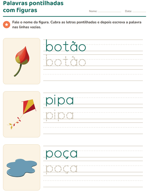 Pré-visualização da ficha de Palavras pontilhadas com Primavera para Educação infantil (pré-escola, 5-7 anos)