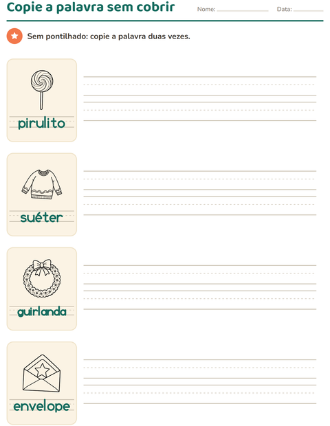 Pré-visualização da ficha de Palavras pontilhadas com Natal P&B para Educação infantil (pré-escola, 5-7 anos)