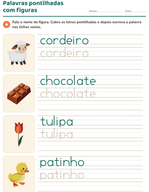 Pré-visualização da ficha de Palavras pontilhadas com Páscoa para Educação infantil (pré-escola, 5-7 anos)