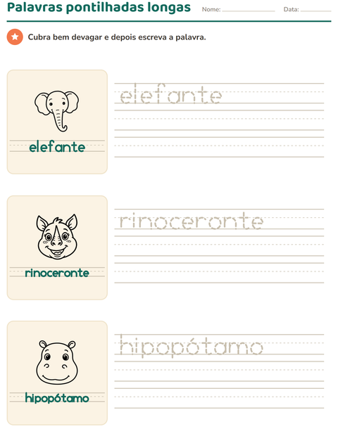 Pré-visualização da ficha de Palavras pontilhadas com Rostos PB para Educação infantil (pré-escola, 5-7 anos)