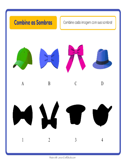 Pré-visualização da ficha de Pareamento De Sombras com Acessórios para Educação infantil (pré-escola, 5-7 anos)