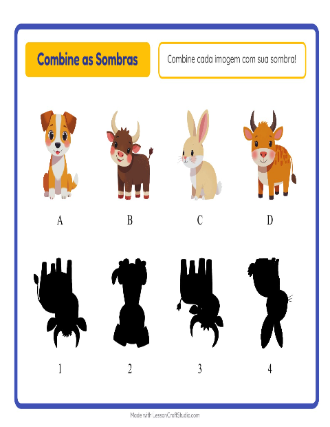 Pré-visualização da ficha de Pareamento De Sombras com Animais da fazenda para Educação infantil (pré-escola, 5-7 anos)