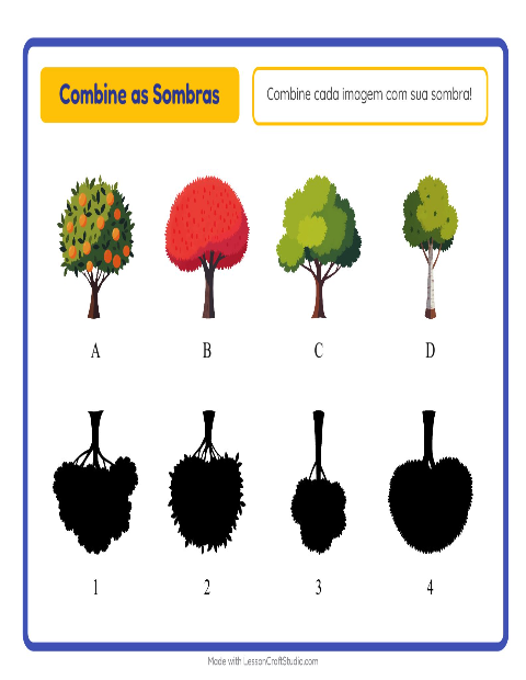 Pré-visualização da ficha de Pareamento De Sombras com Árvores para Educação infantil (pré-escola, 5-7 anos)