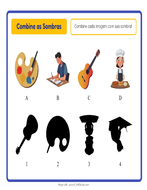 Pré-visualização da ficha de Pareamento De Sombras com Atividades para Educação infantil (pré-escola, 5-7 anos)