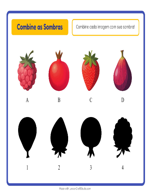 Pré-visualização da ficha de Pareamento De Sombras com Frutas para Educação infantil (pré-escola, 5-7 anos)