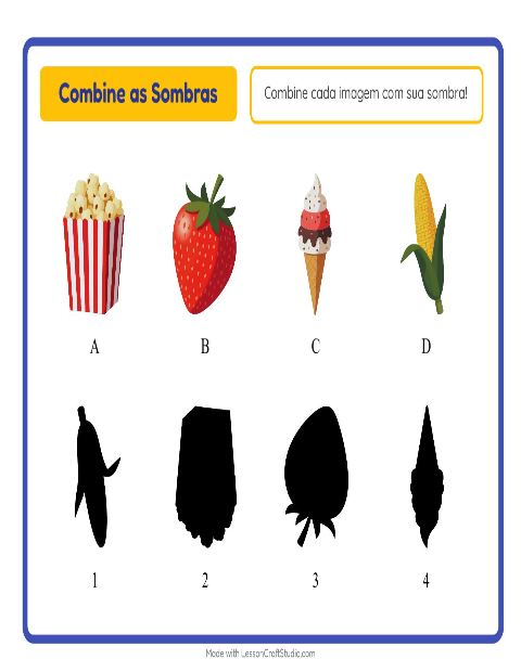 Pré-visualização da ficha de Pareamento De Sombras com No supermercado para Educação infantil (pré-escola, 5-7 anos)
