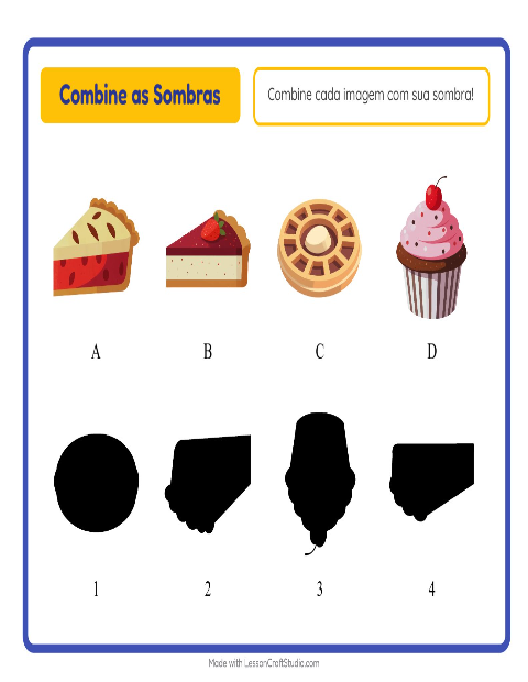 Pré-visualização da ficha de Pareamento De Sombras com Padaria para Educação infantil (pré-escola, 5-7 anos)