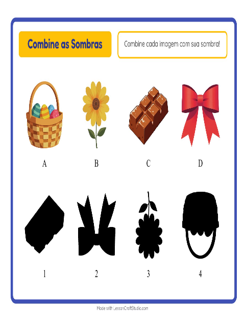 Pré-visualização da ficha de Pareamento De Sombras com Páscoa para Educação infantil (pré-escola, 5-7 anos)