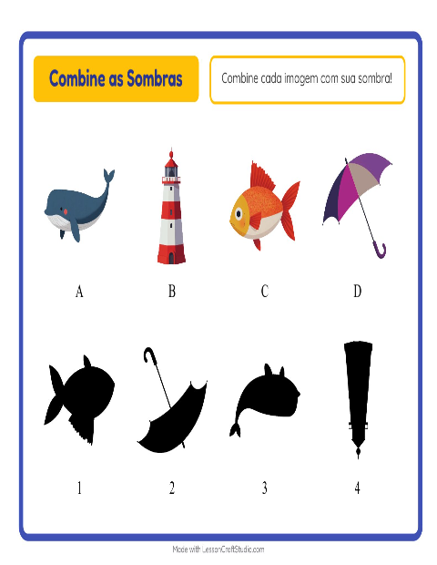 Pré-visualização da ficha de Pareamento De Sombras com Praia para Educação infantil (pré-escola, 5-7 anos)