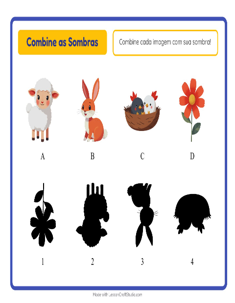 Pré-visualização da ficha de Pareamento De Sombras com Primavera para Educação infantil (pré-escola, 5-7 anos)