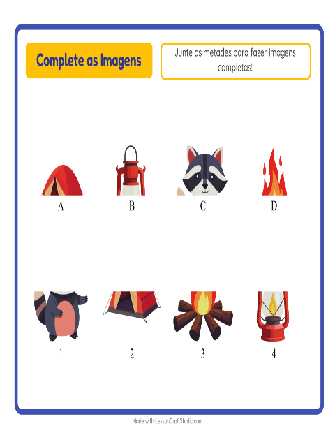 Pré-visualização da ficha de Pareamento De Sombras com Acampamento para Educação infantil (pré-escola, 5-7 anos)