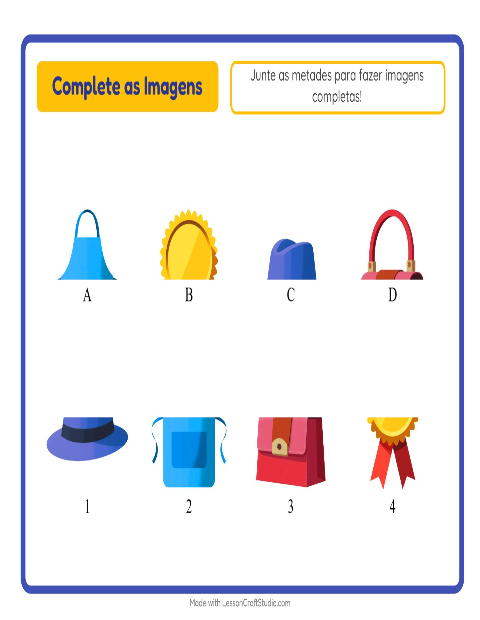 Pré-visualização da ficha de Pareamento De Sombras com Acessórios para Educação infantil (pré-escola, 5-7 anos)