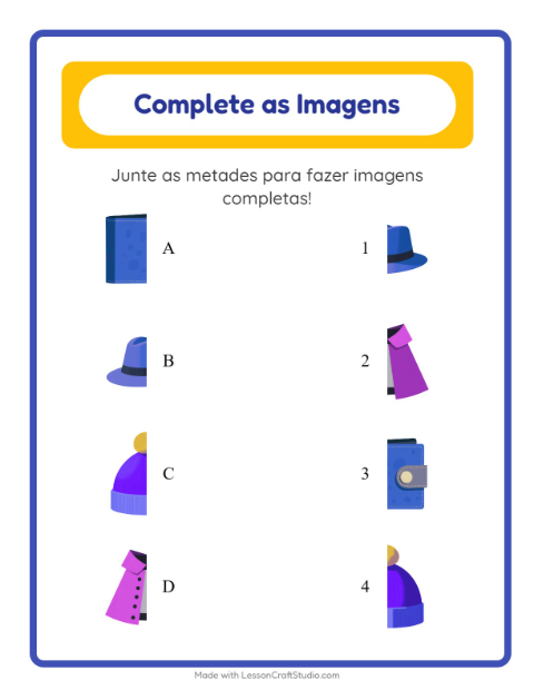 Pré-visualização da ficha de Pareamento De Sombras com Acessórios para Educação infantil (pré-escola, 5-7 anos)