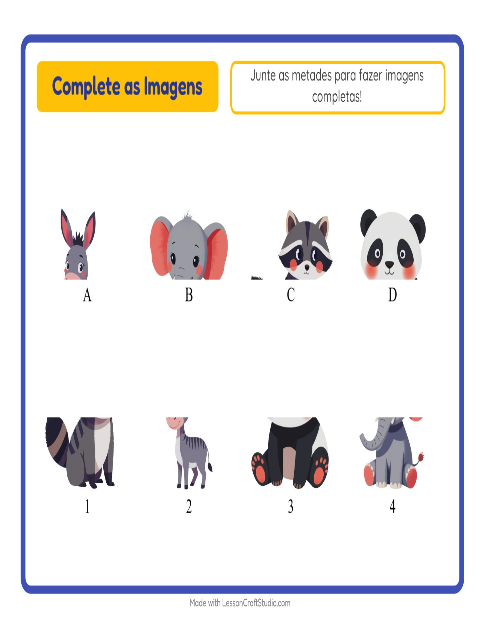 Pré-visualização da ficha de Pareamento De Sombras com Animais para Educação infantil (pré-escola, 5-7 anos)