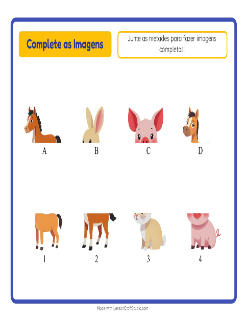 Pré-visualização da ficha de Pareamento De Sombras com Animais da fazenda para Educação infantil (pré-escola, 5-7 anos)