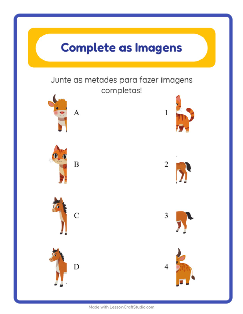 Pré-visualização da ficha de Pareamento De Sombras com Animais da fazenda para Educação infantil (pré-escola, 5-7 anos)