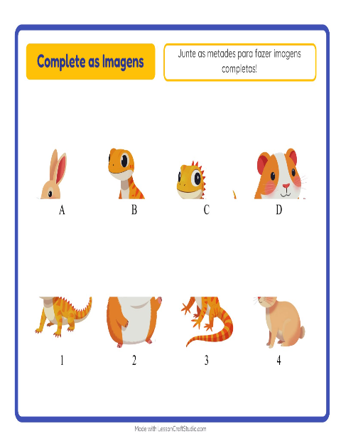 Pré-visualização da ficha de Pareamento De Sombras com Animais de estimação para Educação infantil (pré-escola, 5-7 anos)