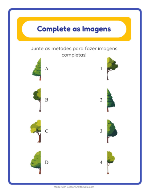 Pré-visualização da ficha de Pareamento De Sombras com Árvores para Educação infantil (pré-escola, 5-7 anos)