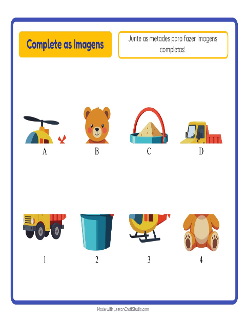 Pré-visualização da ficha de Pareamento De Sombras com Brinquedos para Educação infantil (pré-escola, 5-7 anos)