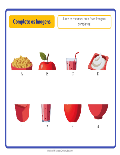 Pré-visualização da ficha de Pareamento De Sombras com Café da manhã para Educação infantil (pré-escola, 5-7 anos)