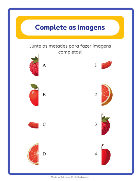 Pré-visualização da ficha de Pareamento De Sombras com Café da manhã para Educação infantil (pré-escola, 5-7 anos)