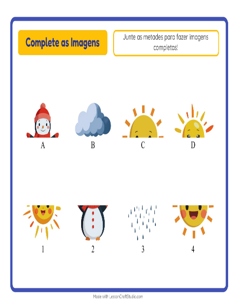 Pré-visualização da ficha de Pareamento De Sombras com Clima para Educação infantil (pré-escola, 5-7 anos)