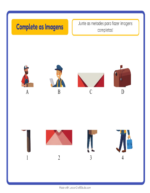 Pré-visualização da ficha de Pareamento De Sombras com Correios para Educação infantil (pré-escola, 5-7 anos)