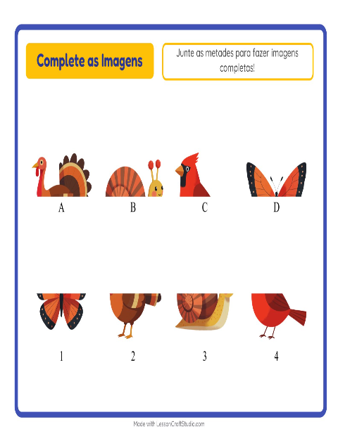 Pré-visualização da ficha de Pareamento De Sombras com Criaturas da floresta para Educação infantil (pré-escola, 5-7 anos)