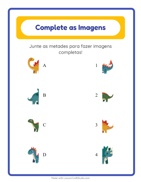Pré-visualização da ficha de Pareamento De Sombras com Dinossauros para Educação infantil (pré-escola, 5-7 anos)