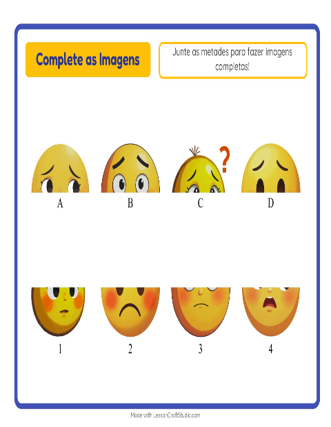 Pré-visualização da ficha de Pareamento De Sombras com Emoções para Educação infantil (pré-escola, 5-7 anos)