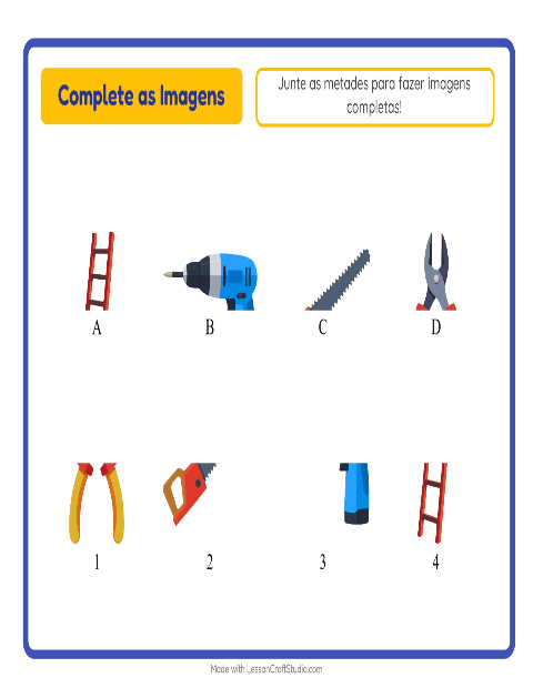 Pré-visualização da ficha de Pareamento De Sombras com Ferramentas para Educação infantil (pré-escola, 5-7 anos)