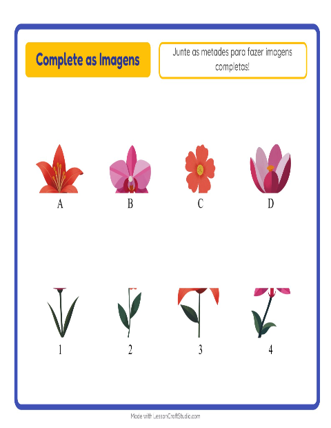 Pré-visualização da ficha de Pareamento De Sombras com Flores para Educação infantil (pré-escola, 5-7 anos)