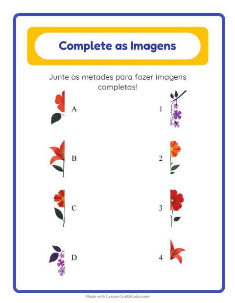 Pré-visualização da ficha de Pareamento De Sombras com Flores para Educação infantil (pré-escola, 5-7 anos)
