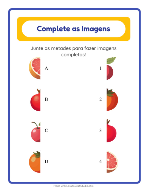 Pré-visualização da ficha de Pareamento De Sombras com Frutas para Educação infantil (pré-escola, 5-7 anos)