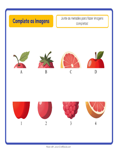 Pré-visualização da ficha de Pareamento De Sombras com Frutas para Educação infantil (pré-escola, 5-7 anos)
