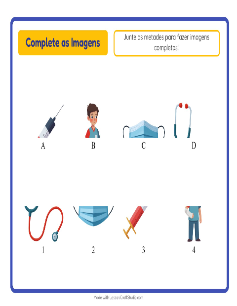 Pré-visualização da ficha de Pareamento De Sombras com Hospital para Educação infantil (pré-escola, 5-7 anos)