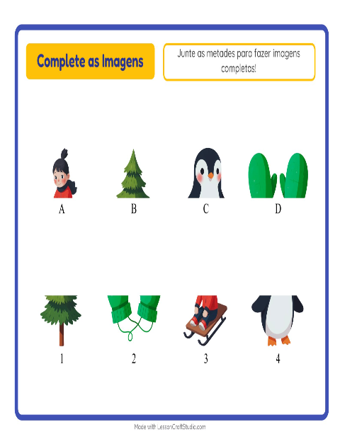 Pré-visualização da ficha de Pareamento De Sombras com Inverno para Educação infantil (pré-escola, 5-7 anos)