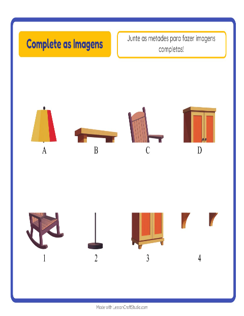 Pré-visualização da ficha de Pareamento De Sombras com Móveis para Educação infantil (pré-escola, 5-7 anos)