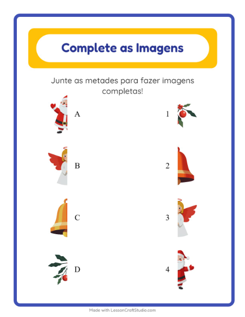 Pré-visualização da ficha de Pareamento De Sombras com Natal para Educação infantil (pré-escola, 5-7 anos)