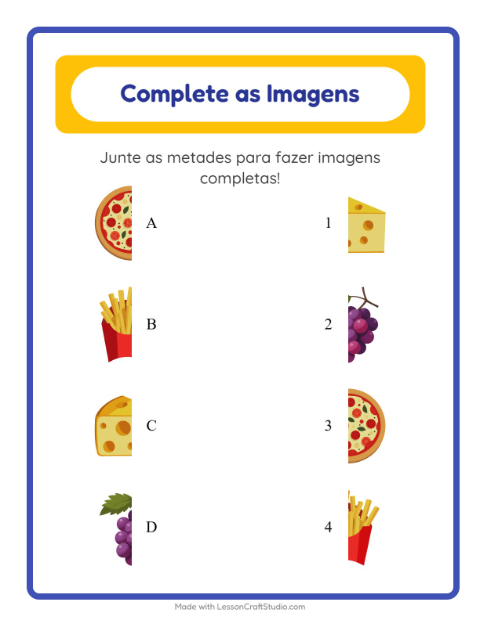 Pré-visualização da ficha de Pareamento De Sombras com No supermercado para Educação infantil (pré-escola, 5-7 anos)