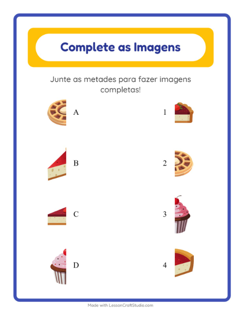 Pré-visualização da ficha de Pareamento De Sombras com Padaria para Educação infantil (pré-escola, 5-7 anos)