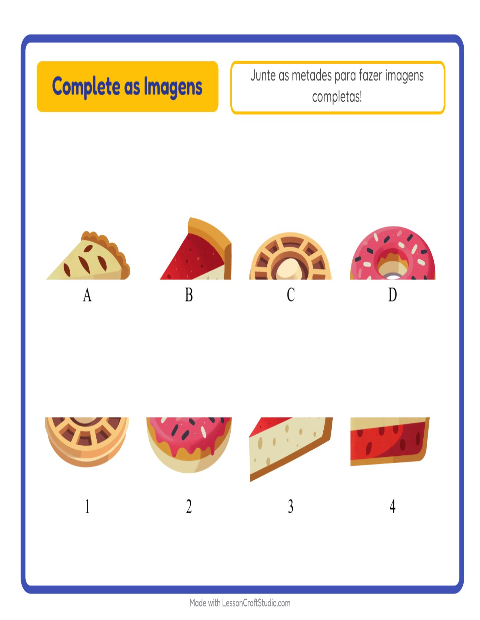 Pré-visualização da ficha de Pareamento De Sombras com Padaria para Educação infantil (pré-escola, 5-7 anos)
