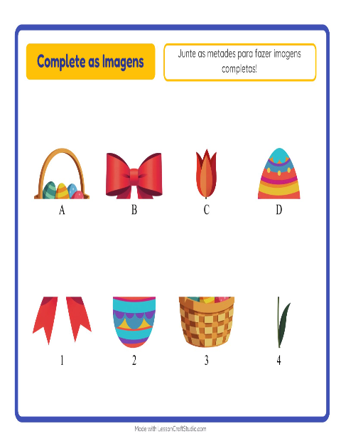 Pré-visualização da ficha de Pareamento De Sombras com Páscoa para Educação infantil (pré-escola, 5-7 anos)