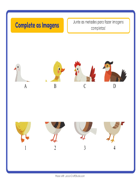 Pré-visualização da ficha de Pareamento De Sombras com Pássaros 2 para Educação infantil (pré-escola, 5-7 anos)