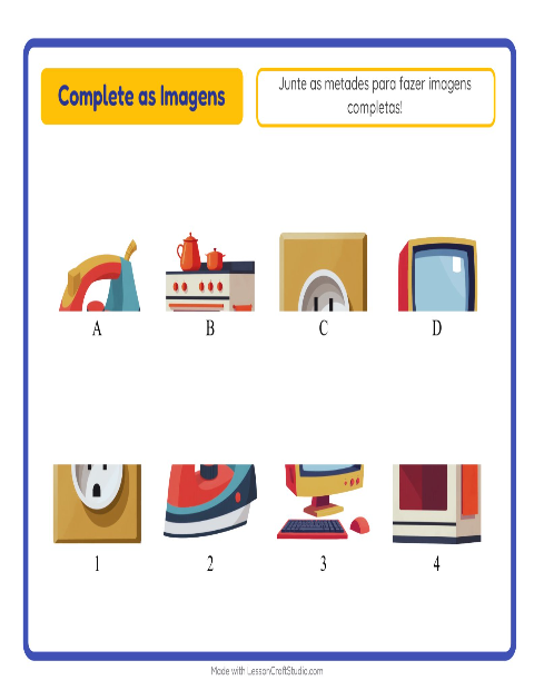 Pré-visualização da ficha de Pareamento De Sombras com Pela casa para Educação infantil (pré-escola, 5-7 anos)